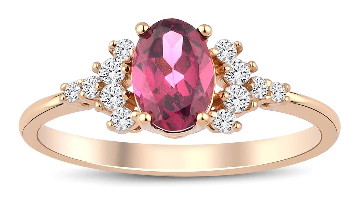 İryum 0.69 Karat Oval Tektaş Parlak Sertifikalı Beyaz-Pembe Pırlanta Yüzük