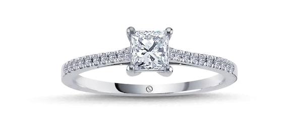 Safir Kuyumculuk 0.64 Karat Kare Tektaş Parlak Sertifikalı Beyaz Pırlanta Yüzük