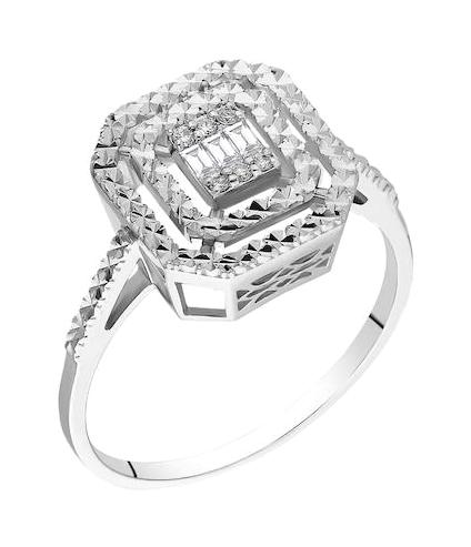 Safir Kuyumculuk 0.10 Karat Baget Parlak Sertifikalı Beyaz Pırlanta Yüzük
