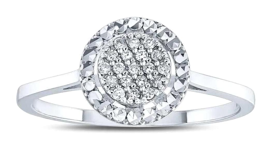 Baroni Diamond 0.09 Karat Yuvarlak Tektaş Parlak Safir Taşlı Beyaz Pırlanta Yüzük