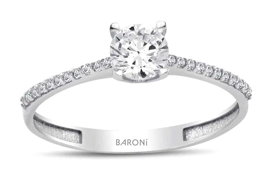 Baroni Diamond Yuvarlak Tektaş Parlak Sertifikalı Sky Diamond Beyaz Pırlanta Yüzük
