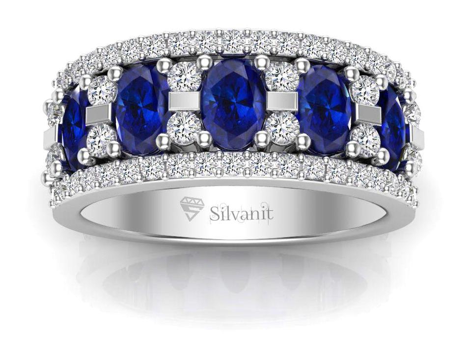 Silvanit Pırlanta 1.60 Karat Oval Parlak Sertifikalı Lacivert Pırlanta Yüzük