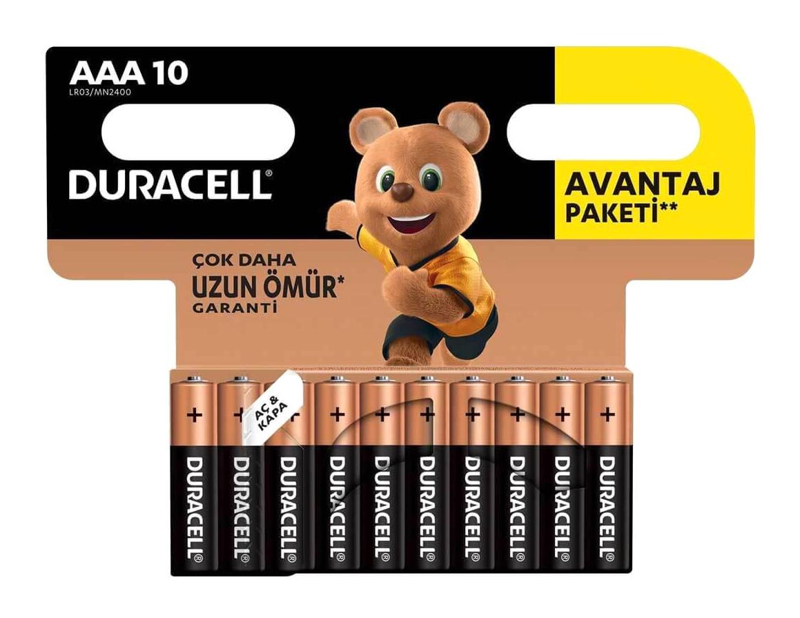 Duracell 1.5 V Alkalin AAA / İnce Kalem Pil 10'lu