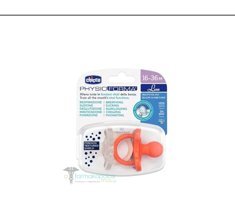 Chicco PhysioForma 16-36 Ay Delikli Ortodontik Damaklı Silikon Emzik Beyaz-Turuncu