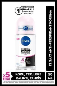 Nivea Black&White Pudralı Ter Önleyici Antiperspirant Roll-On Kadın Deodorant 50 ml