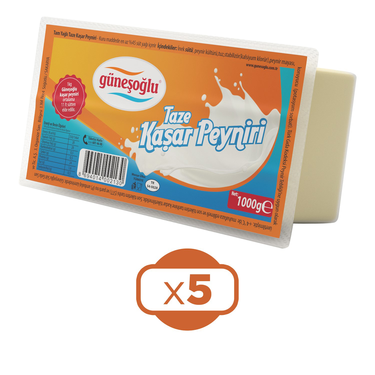 Güneşoğlu Kaşar Peynir 5x1 kg