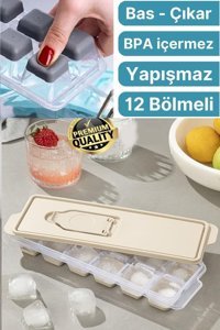 Duffa Bas Çıkart Plastik Kapaklı Çok Renkli Küp Buz Kalıbı