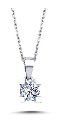 Lova Pırlanta 0.40 Karat Yuvarlak Kesim 14 Ayar Altın Tektaş 2010008 Pırlanta Kolye 42 Cm