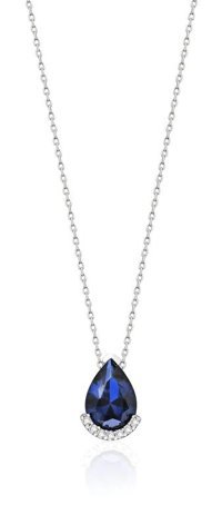 Bagetelli 0.73 Karat Damla Kesim Safir Taşlı 14 Ayar Altın Pırlanta Kolye 42 Cm