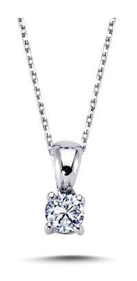 Lova Pırlanta 0.23 Karat Yuvarlak Kesim 14 Ayar Altın Tektaş 2040005 Pırlanta Kolye 42 Cm
