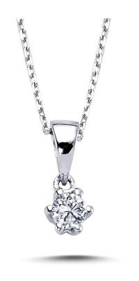 Lova Pırlanta 0.13 Karat Yuvarlak Kesim 14 Ayar Altın Tektaş 2030018 Pırlanta Kolye 42 Cm
