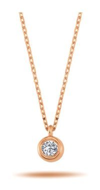 Lova Pırlanta 0.11 Karat Yuvarlak Kesim 14 Ayar Altın Tektaş 2040068 Pırlanta Kolye 42 Cm