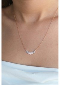 Asil 0.40 Karat Yuvarlak Kesim 18 Ayar Altın Pırlanta Kolye 45 Cm