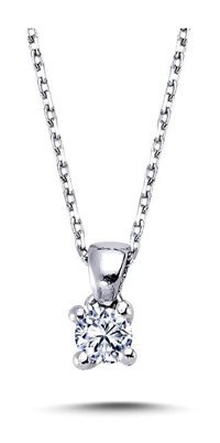 Lova Pırlanta 0.13 Karat Yuvarlak Kesim 14 Ayar Altın Tektaş 2040008 Pırlanta Kolye 42 Cm