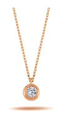 Lova Pırlanta 0.16 Karat Yuvarlak Kesim 14 Ayar Altın Tektaş 2040069 Pırlanta Kolye 42 Cm