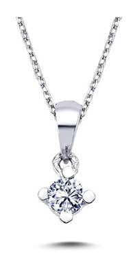Lova Pırlanta 0.16 Karat Yuvarlak Kesim 14 Ayar Altın Tektaş 2010012 Pırlanta Kolye 42 Cm