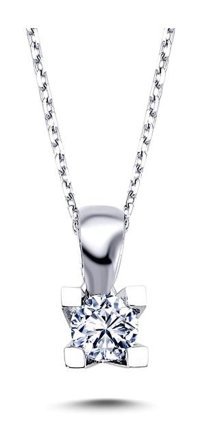 Lova Pırlanta 0.25 Karat Yuvarlak Kesim 14 Ayar Altın Tektaş 2040002 Pırlanta Kolye 42 Cm