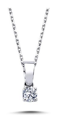 Lova Pırlanta 0.10 Karat Yuvarlak Kesim 14 Ayar Altın Tektaş 2070006 Pırlanta Kolye 42 Cm