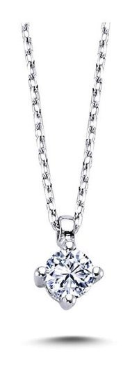 Lova Pırlanta 0.17 Karat Yuvarlak Kesim 14 Ayar Altın Tektaş 2030010 Pırlanta Kolye 42 Cm