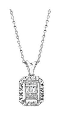 Sirius Pırlanta 0.50 Karat Baget Kesim 8 Ayar Altın Pırlanta Kolye 42 Cm