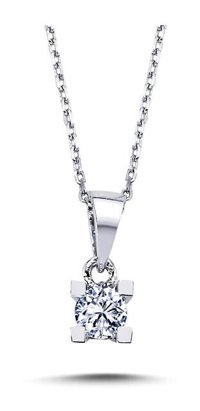 Lova Pırlanta 0.20 Karat Yuvarlak Kesim 14 Ayar Altın Tektaş 2010002 Pırlanta Kolye 42 Cm