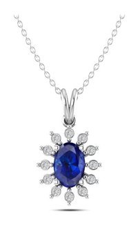 Silvanit Pırlanta 0.40 Karat Oval Kesim Safir Taşlı 14 Ayar Altın Pırlanta Kolye