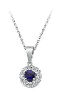 Sirius Pırlanta 0.30 Karat Yuvarlak Kesim Safir Taşlı 18 Ayar Altın Pırlanta Kolye 42 Cm