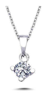 Lova Pırlanta 0.31 Karat Yuvarlak Kesim 14 Ayar Altın Tektaş 2010013 Pırlanta Kolye 42 Cm