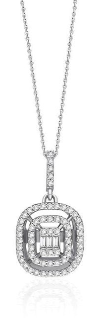 Bagetelli 0.30 Karat Baget Kesim 8 Ayar Altın Pırlanta Kolye 42 Cm