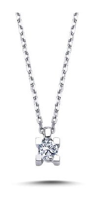 Lova Pırlanta 0.08 Karat Yuvarlak Kesim 14 Ayar Altın Tektaş 2030001 Pırlanta Kolye 42 Cm