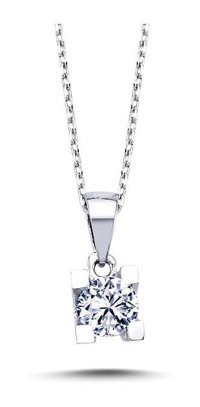 Lova Pırlanta 0.40 Karat Yuvarlak Kesim 14 Ayar Altın Tektaş 2010011 Pırlanta Kolye 42 Cm