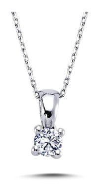 Lova Pırlanta 0.21 Karat Yuvarlak Kesim 14 Ayar Altın Tektaş 2040009 Pırlanta Kolye 42 Cm