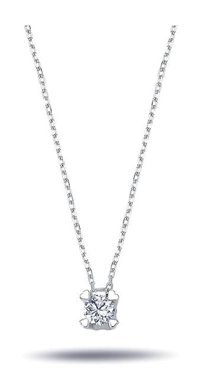 Lova Pırlanta 0.20 Karat Yuvarlak Kesim 14 Ayar Altın Tektaş 2040030 Pırlanta Kolye 42 Cm