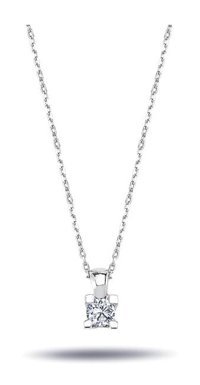 Lova Pırlanta 0.16 Karat Yuvarlak Kesim 14 Ayar Altın Tektaş 2040001 Pırlanta Kolye 42 Cm