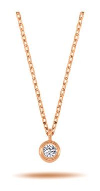 Lova Pırlanta 0.06 Karat Yuvarlak Kesim 14 Ayar Altın Tektaş 2040067 Pırlanta Kolye 42 Cm