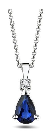 Ariş 0.40 Karat Yuvarlak Kesim Safir Taşlı 14 Ayar Altın Pırlanta Kolye 42 Cm
