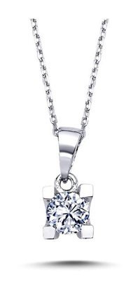 Lova Pırlanta 0.30 Karat Yuvarlak Kesim 14 Ayar Altın Tektaş 2010010 Pırlanta Kolye 42 Cm