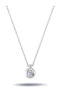 Lova Pırlanta 0.19 Karat Yuvarlak Kesim 14 Ayar Altın Tektaş 2060023 Pırlanta Kolye 42 Cm