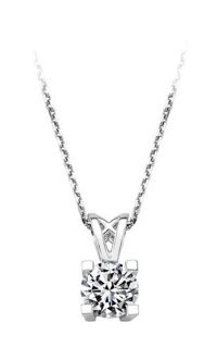 Sirius Pırlanta 0.80 Karat Yuvarlak Kesim 14 Ayar Altın Tektaş Pırlanta Kolye 42 Cm