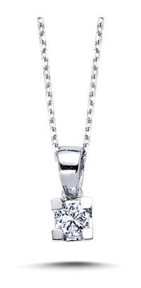 Lova Pırlanta 0.13 Karat Yuvarlak Kesim 14 Ayar Altın Tektaş 2070002 Pırlanta Kolye 42 Cm