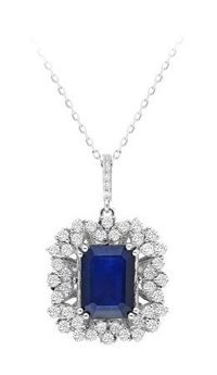 Sirius Pırlanta 1.67 Karat Safir Taşlı 14 Ayar Altın Pırlanta Kolye 42 Cm