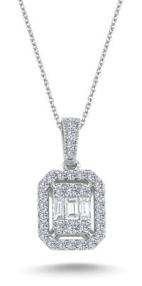 Pirnus Diamond Baget Kesim 14 Ayar Altın Pırlanta Kolye