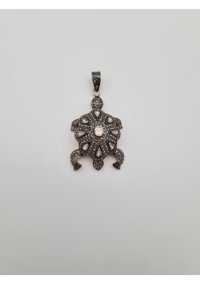 Allahverdi Türkmen 0.01-0.1 Karat Yuvarlak Kesim Beyaz Taşlı Yakut Taşlı Gümüş Elmas Kolye 35 cm