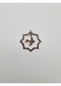 Allahverdi Türkmen 0.01-0.1 Karat Yuvarlak Kesim Beyaz Taşlı Gümüş Elmas Kolye 35 cm