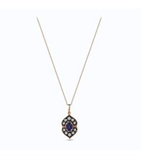 Altınbaş 0.012 Karat Yuvarlak Kesim Beyaz-Mavi Taşlı Safir Taşlı Sertifikalı Altın Elmas Kolye 42 cm