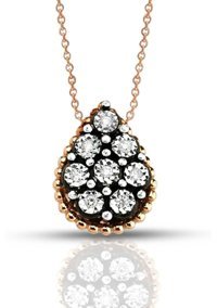 Lilarote 0.18 Karat Damla Kesim Beyaz Taşlı Altın Elmas Kolye 45 cm