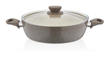 Cosiness Panamera Cam Kapaklı Granit 26 cm Basık Tencere