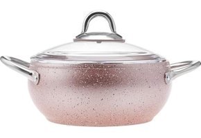 Karaca Avanos Rose Gold Cam Kapaklı Granit 20 cm Derin Tencere