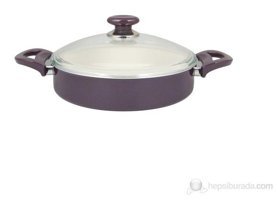 Essenso Ecotouch Berlin Mürdüm Cam Kapaklı Granit 26 cm Basık Tencere
