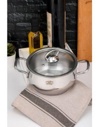 Cooker Lara Cam Kapaklı Paslanmaz Çelik 16 cm Derin Tencere